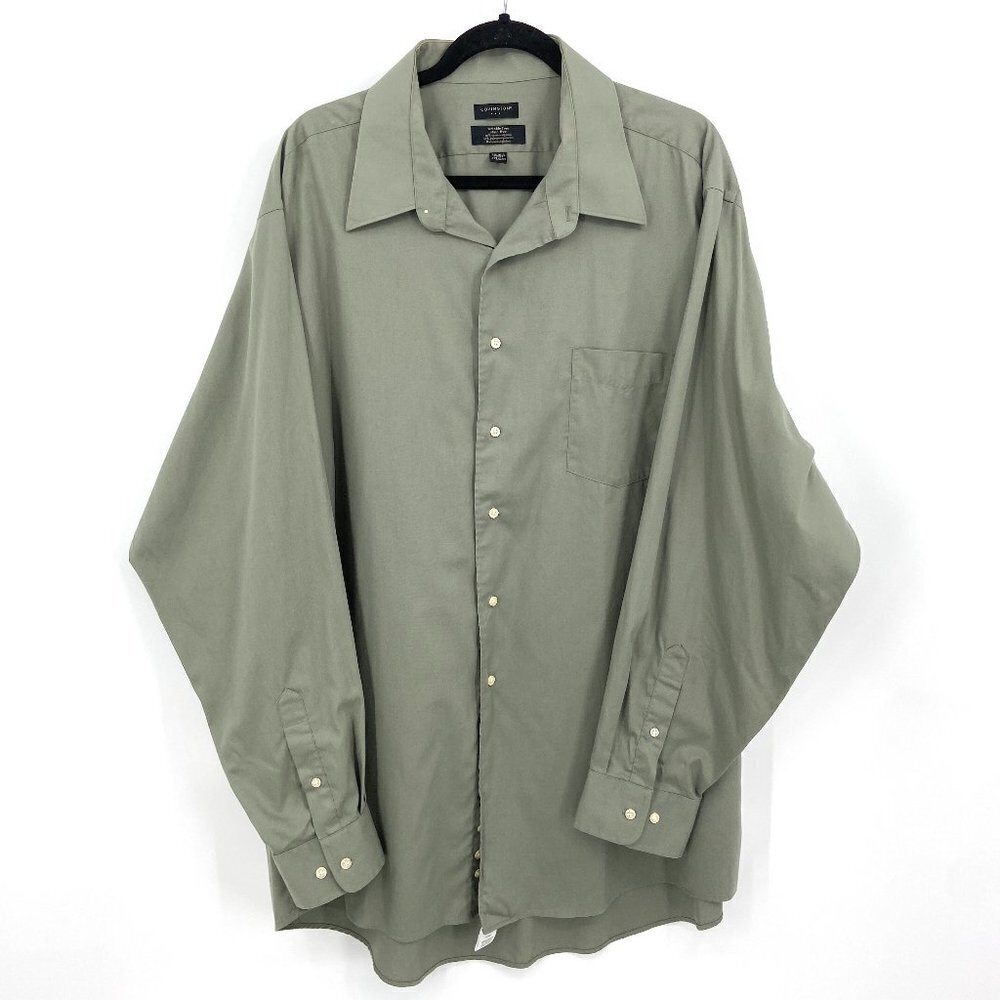 COVINGTON Men's Sage Green Long Sleeve Button Up Collared Dress Shirt Size XXL